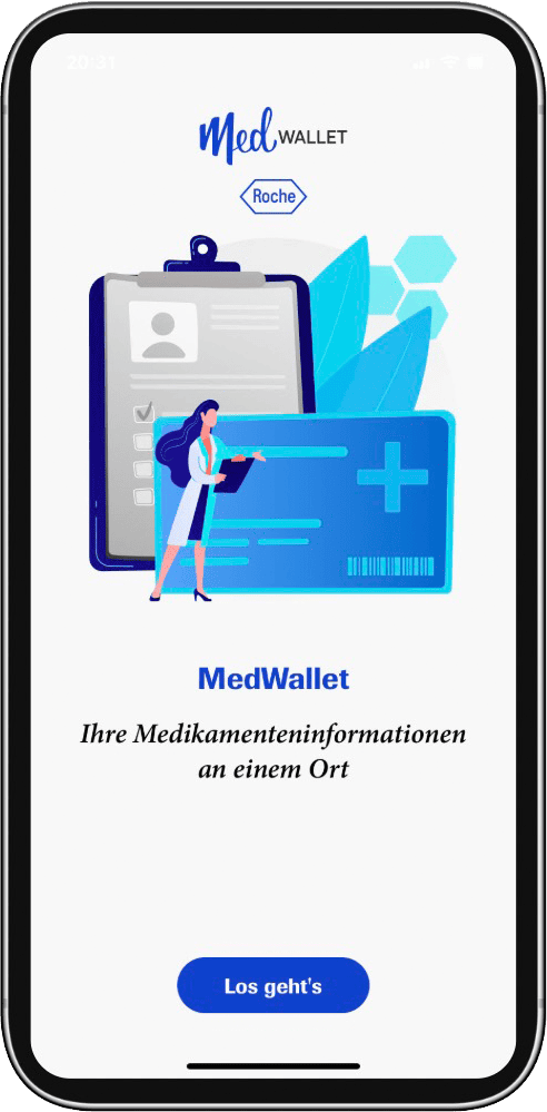 Phone showcasing the Medallet app