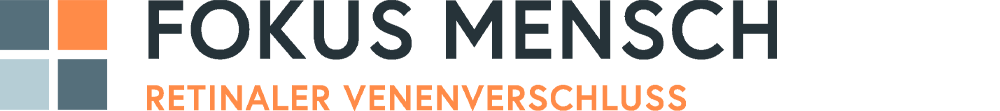 Fokus Mensch Logo mit Untertitel 'Retinaler Venenverschluss'